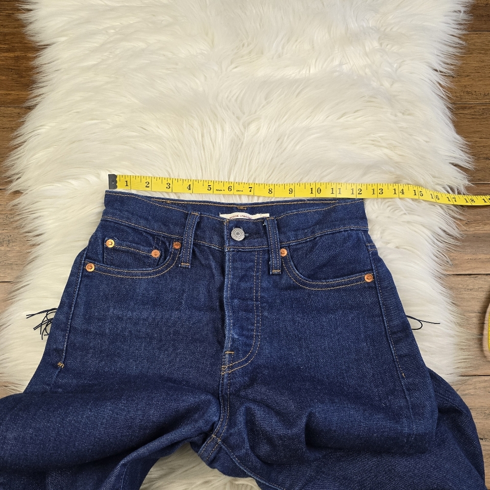 Levis Wedgie Straight Fringe Tassle High Rise Jeans 25 - Picture 8 of 15